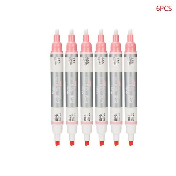 

highlighters 6pcs double head erasable highlighter pen marker liquid chalk fluorescent pencil, Black;red
