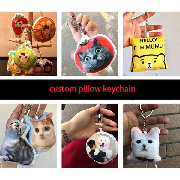 

keychains custom pillow key ring with pictures of pets, dogs and cats, Silver
