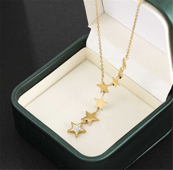 

pendant necklaces 316l stainless steel five-pointed star light luxury necklace niche tassel titanium women's, Silver