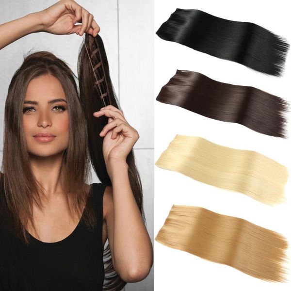 

synthetic wigs amieegirl 16inch 22inch invisible wire no clip one piece hair 26 colors false hairpieces for women, Black