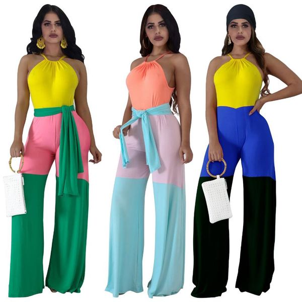 

women's jumpsuits & rompers 2021 arrival summer elegent fashion style women printing plus size long jumpsuit s-2xl, Black;white