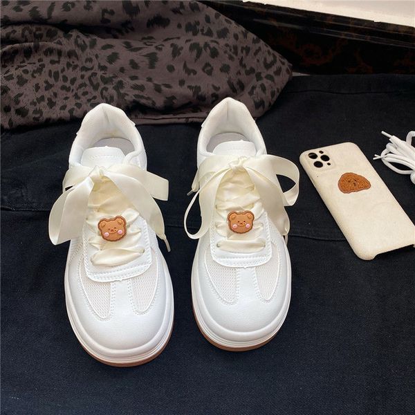 

dress shoes kawaii urso lolita sapatos verÃ£o malha branca zapatillas mujer mulher respirÃ¡vel vulcanizar moda fita femininos 0sjh, Black