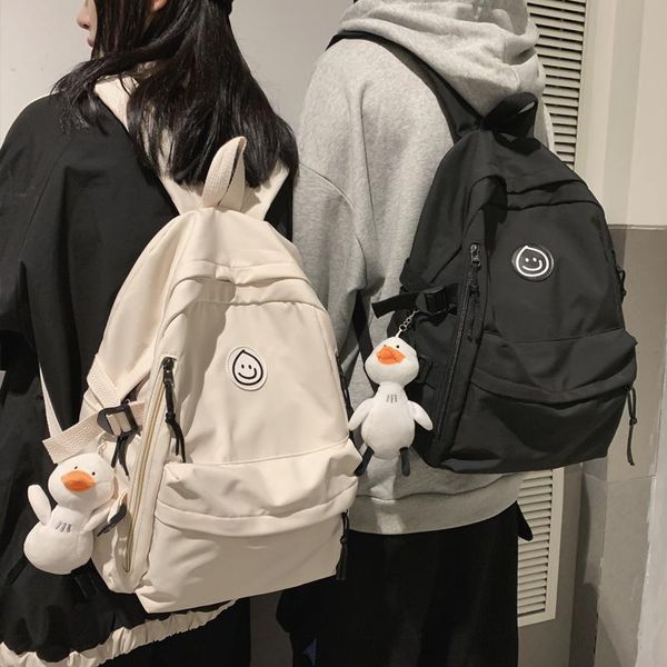 

backpack female simple couple men women school backpacks for teens harajuku girls 14inch lapbags korean bookbag 2021