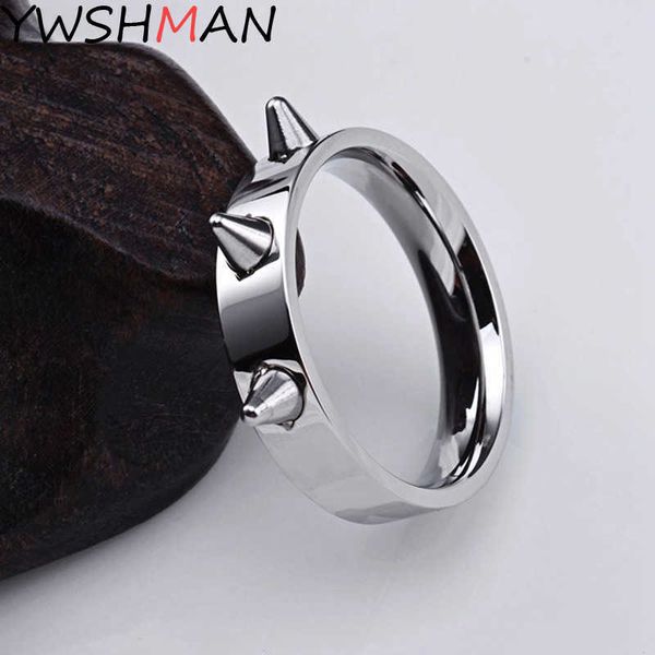 

self-defense stainless steel ring punk style men's and women's thorn jewelry joyas para hombres y mujeres, Silver