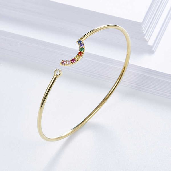 

hef jewelry original rainbow bracelet female personality simple opening creative small bracelet 925 silver, Golden;silver