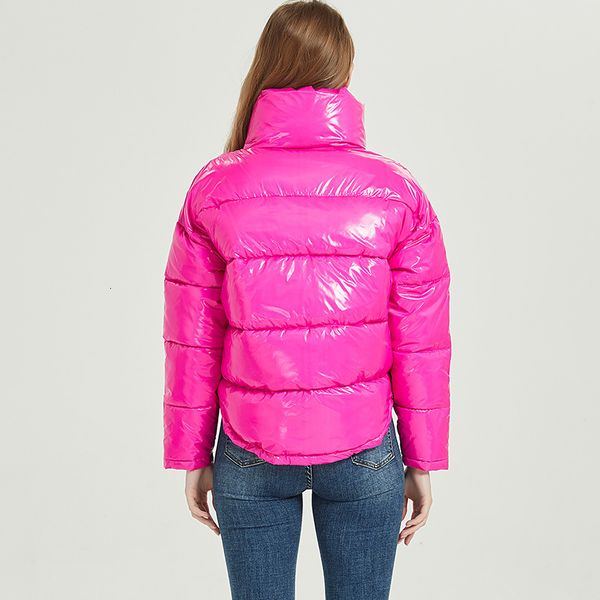 

Women's Down & Parkas Winter Glossy Jacket For Women Rose Red Female Bread Cotton Padded Shiny Waterprooft Coat DCFV, Black