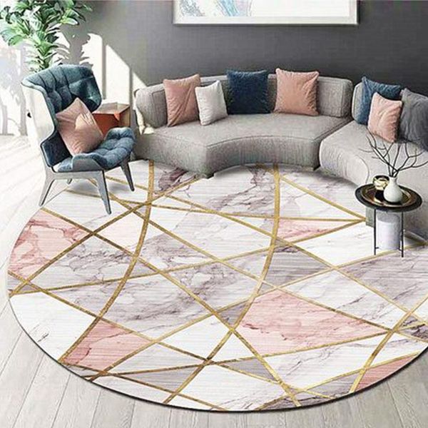 

carpets modern fashion round carpet pink rug geometric marble pattern for living room decor girls bedside mat antislip
