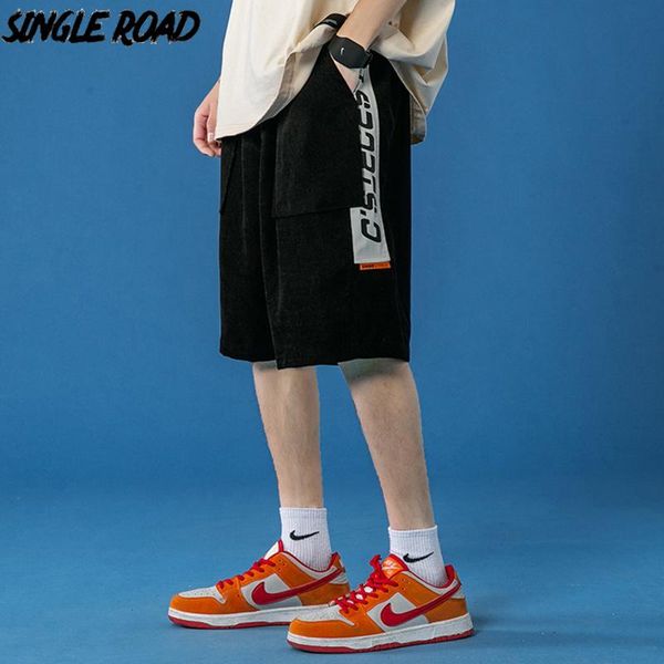 

men's shorts single road mens men 2021 summer printed fashion harajuku japanese streetwear pants casual black for, White;black