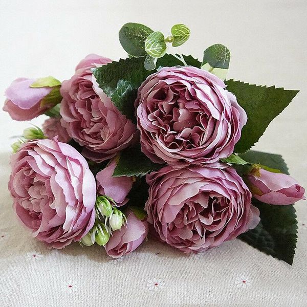 

decorative flowers & wreaths 9 heads rose artificial fake bouquet buch wedding home party decor sale