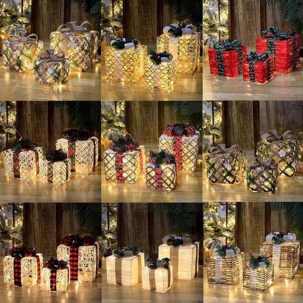 

gift wrap christmas wrought iron box three-piece series eve decoration bags for year n9i9