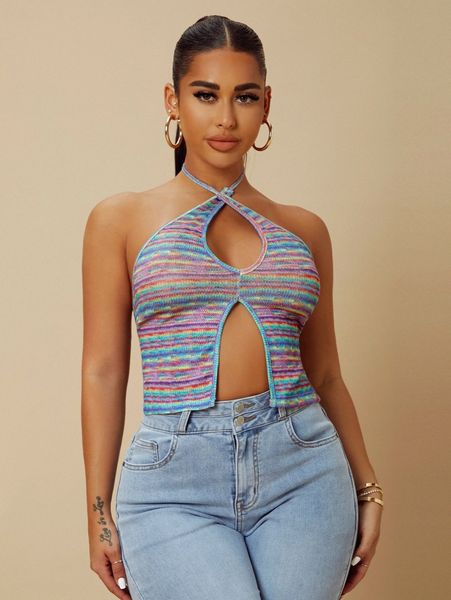 

sxy backless criss cross halter crop 736k#, White