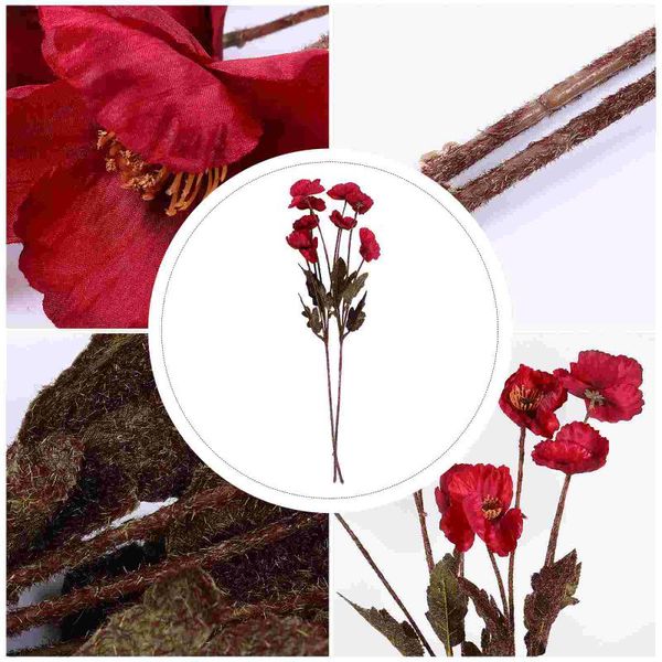 

decorative flowers & wreaths 2pcs fake poppy bouquet 4-head artificial poppies stem silk