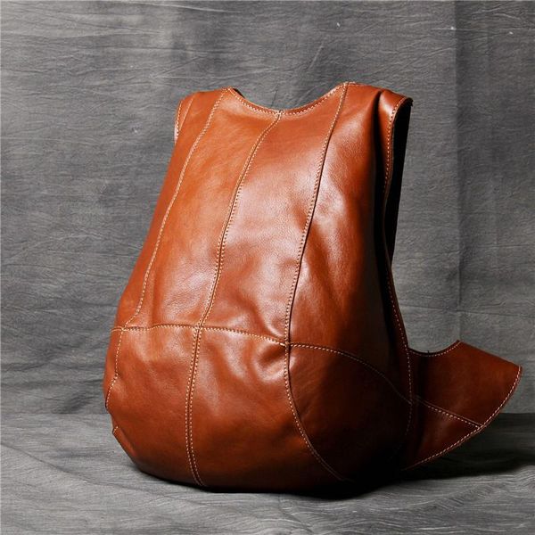 

backpack men's women's genuineleather personality first layer cowhide classic tortoise bag simple casual anti-theft