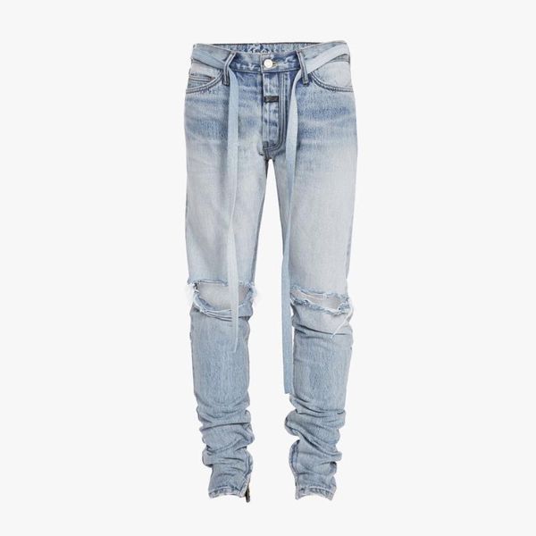 

blue ripped cat whiskers washed y2k jeans with zipper drawstring streetwear denim trousers 2021 star same style pencil pants women's
