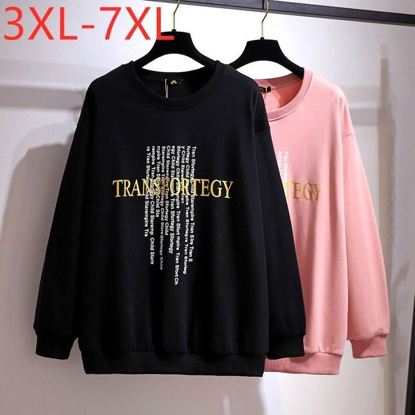 

women's t-shirt ladies spring autumn plus size for women large long sleeve loose black cotton print thick 7xl, White