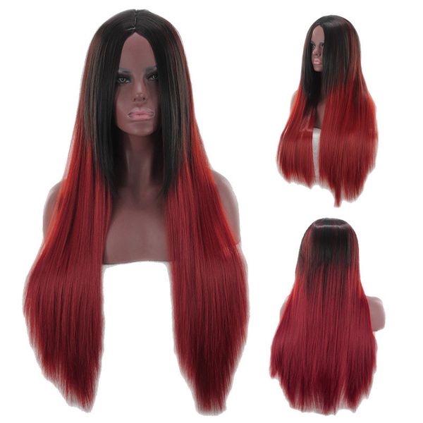 26 pollici parrucca sintetica simulazione capelli umani parrucche cosplay perruques de cheveux humains per donne bianche e nere C015