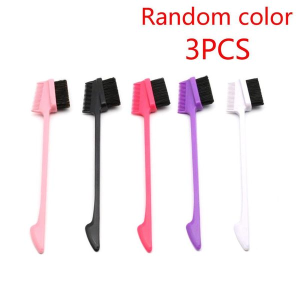 

hair brushes 3pcs/lot double sided edge control comb styling brush set salon wholesale random color, Silver
