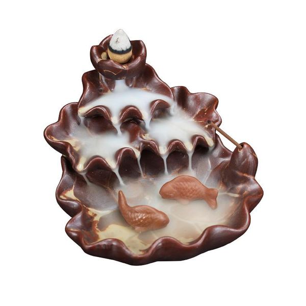 

fragrance lamps fish kiln glaze backflow incense censer home decor ceramic buddha stick holder plate lotus burener