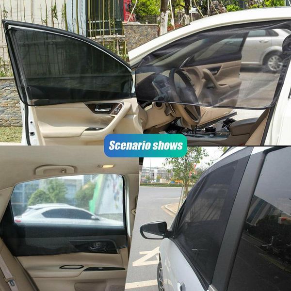 

4pcs car window sun shade black cover curved mesh shield minivans rear side sunshade