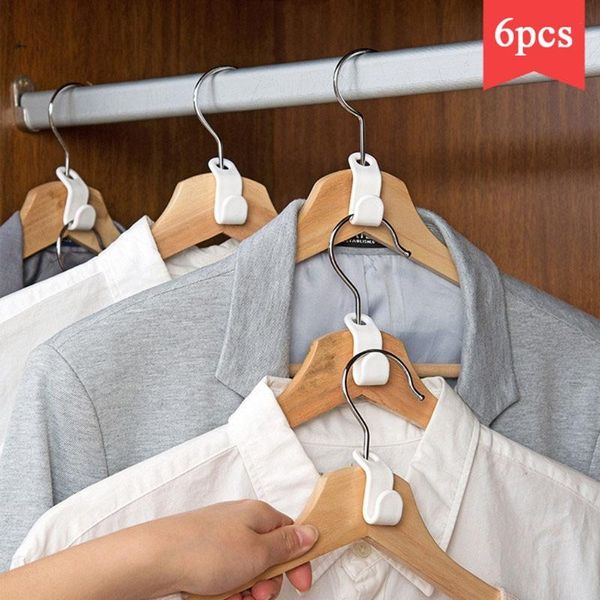 

hangers & racks 6 pcs mini clothes hanger connector hooks cascading plastic wardrobe coat organizer rack holder space saving for closet