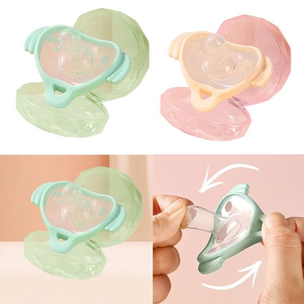 

pacifiers# baby silicone pacifier infant bite chewing soother comfort appease nipple pacifiers with dust cover container case storage box