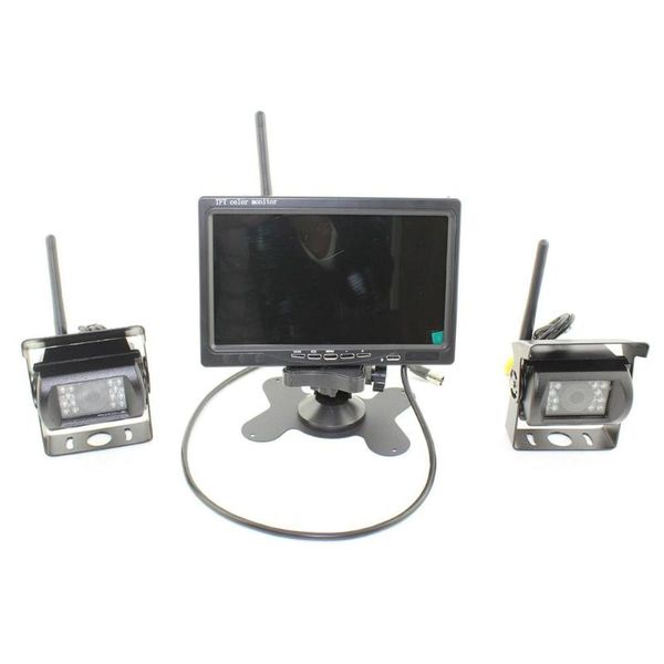 

car video wireless 7 inch lcd monitor + 2 x rear view reversing camera kits for bus truck rearview reverse backup
