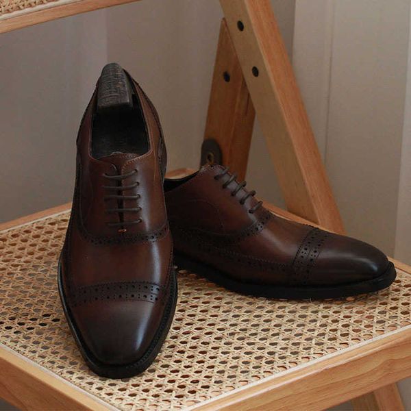 

business ess leather shoes oxford shoes three joint small round head men's carved derby, Black