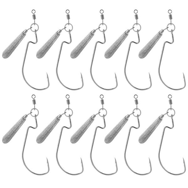

fishing hooks 10pcs carbon steel strong fish hook for seawater (silver)