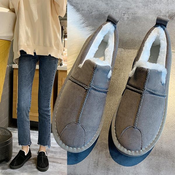 

boots female women shoes ankle winter warm feminine british style flock flat platform booties femenino botas de mujer, Black