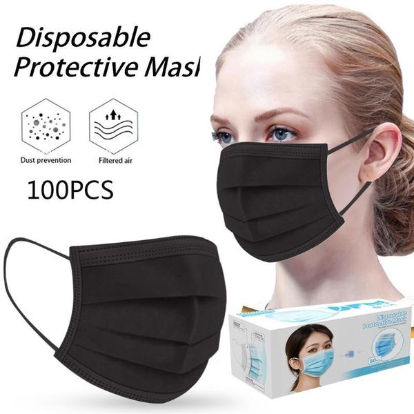 

cycling caps & masks 100pcs black disposable for halloween cosplay nonwoven fabric breathable dustproof masker 3 ply hiking scarves
