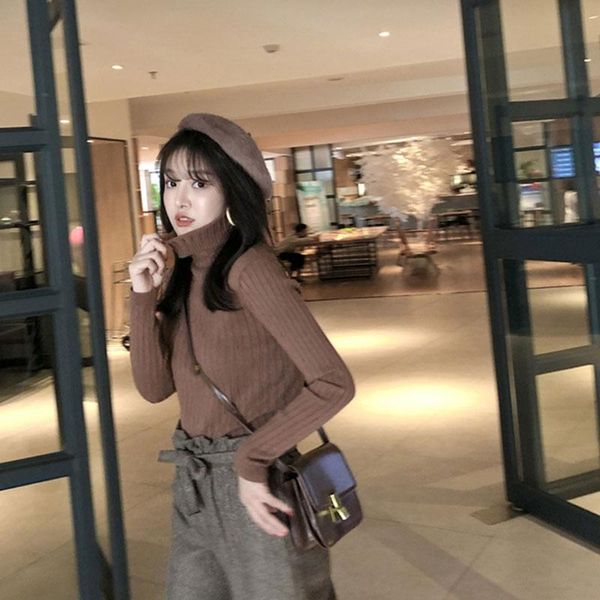 

women's sweaters retro knitwear spring summer fashion casual long sleeve slim o-neck solid cotton office lady houthion, White;black