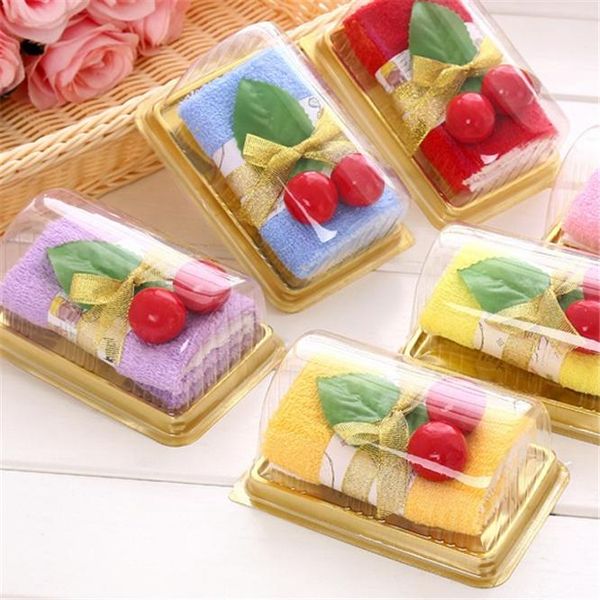 

towel 10sets/lot washing cherry cake sandwich swiss roll shape hand washcloth wedding party gifts birthday gift