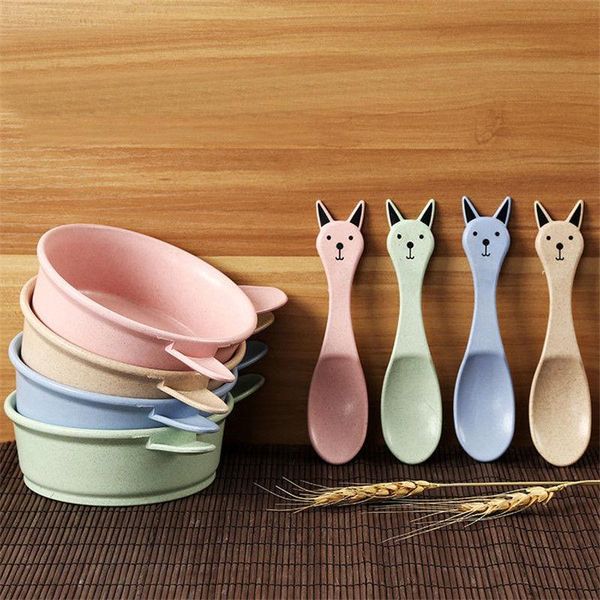 

dinnerware sets jx-lclyl 4 colors baby kids eating feeding grade bpa bowl spoon set