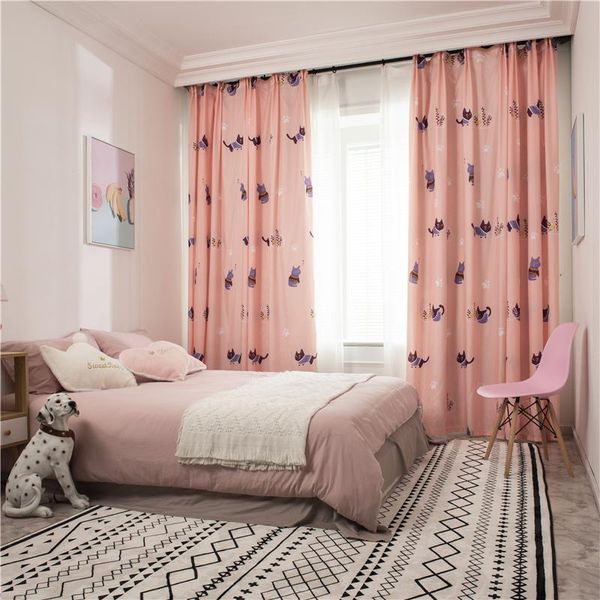 

curtain & drapes pink window curtains for living room bedroom kitchen lovely cat printed soft hand feeling custom made