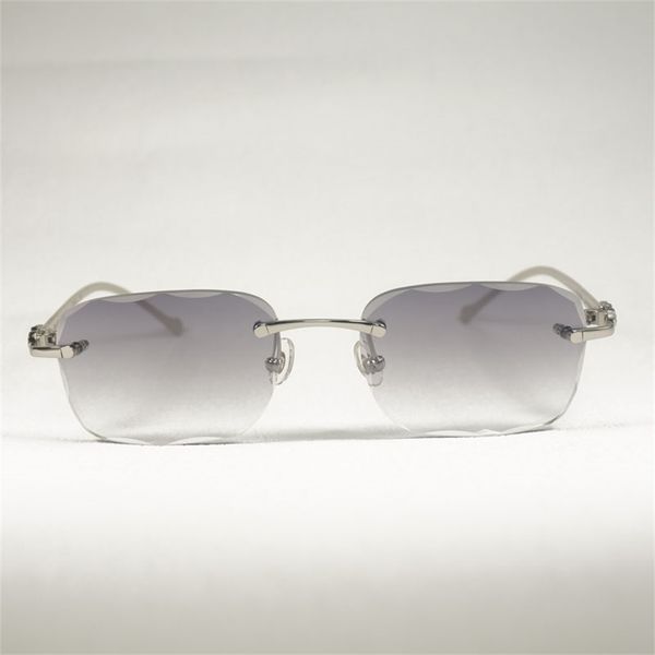 

factory sale vintage leopard style sunglasses women rimless diamond cut metal frame eyeglasses for men outdoor club oculos shades, White;black