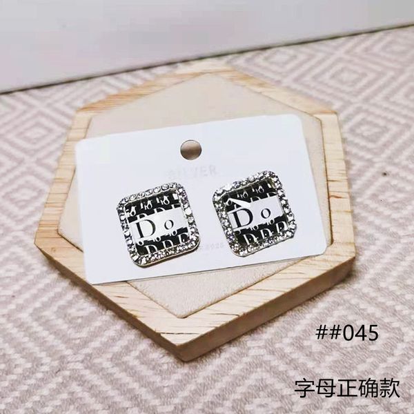 

925 sier needle geometric square yageli d home earrings japan and south korea new diamond inlaid temperament versatile simple earrings, Golden