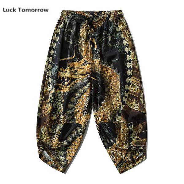 

japanese kimono pants vintage bloom harajuku waves print casual trousers women men traditional asian clothing ethnic, Red