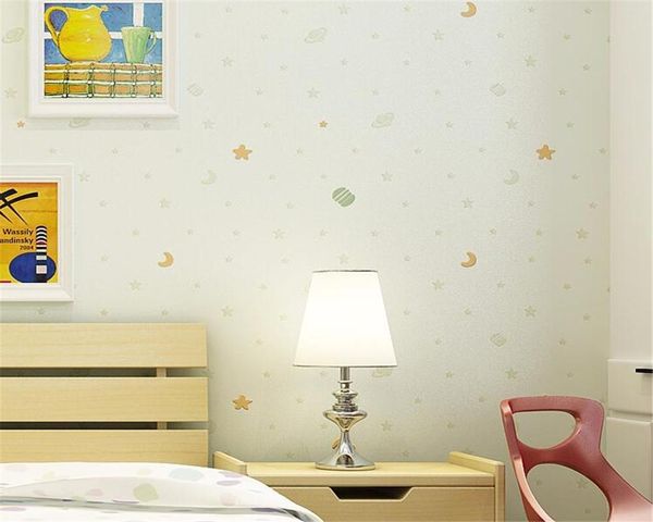 

shuhiko cute children star moon cartoon wallpaper bedroom boy girl room pink non-woven 3d roll papier peint wallpapers