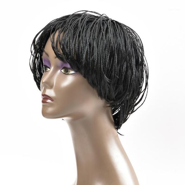 

braided box braids wig short bob with bangs high heat synthetic fiber hair crochet twist cosplay for black women1