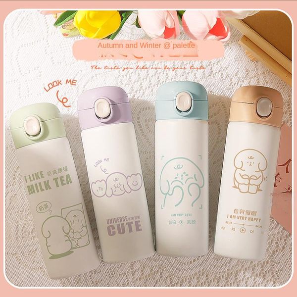 

water bottles simple and stylish 304 stainless steel vacuum flask bouncing cover cup for men women portable handy