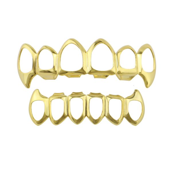 

hip hop braces 18k plated hollowed out tiger vampire fangs smooth gold teeth accessories grillz, Silver