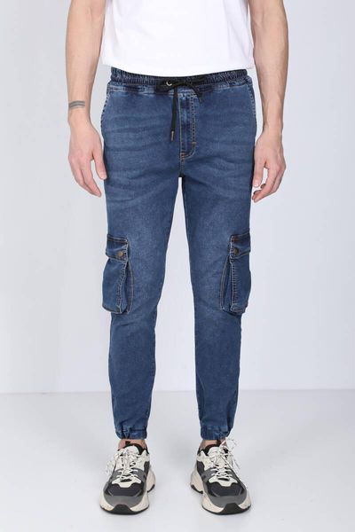 

men's jeans mens dark blue cargo pocket jogger trousers