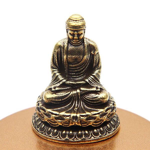 

decorative objects & figurines solid copper tathagata buddha statue home decoration brass sculpture retro living room office desk ornament m