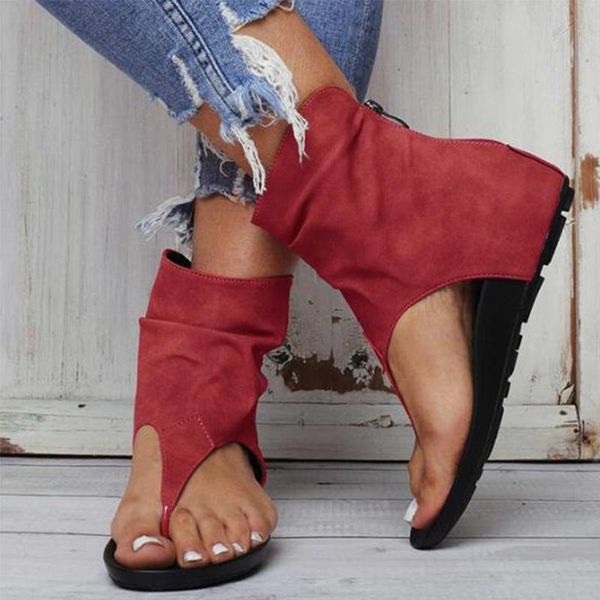 

sandals ladies clip toe flat women platform pu leather gladiator shoes summer female flip flop zipper plus size casual woman, Black