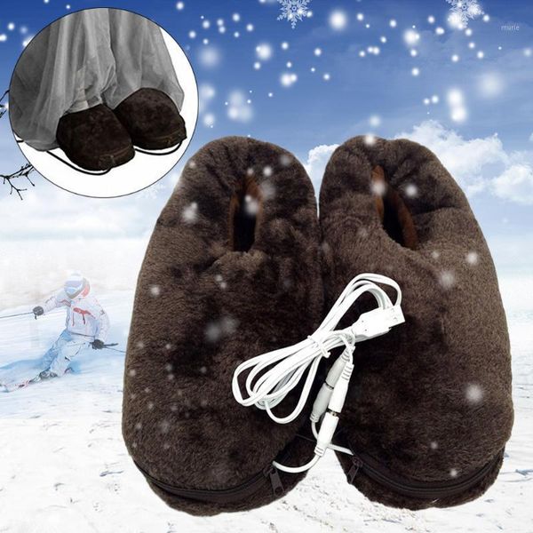 

slippers portable feet warmer soft gift reliable heated slipper electric heating shoes winter home cold relief practical pad usb1, Black