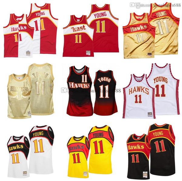 

stitched 11 young jersey s-6xl mitchell & ness mesh hardwoods classics retro basketball jerseys men women youth, Black;red