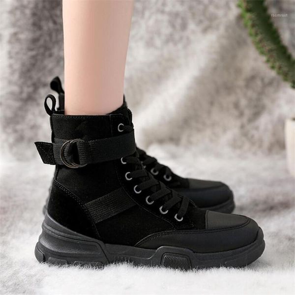 

boots women winter plush ankle 2021 fall bootee woman canvas pu non-slip shoes ladies fashion spring autumn1, Black