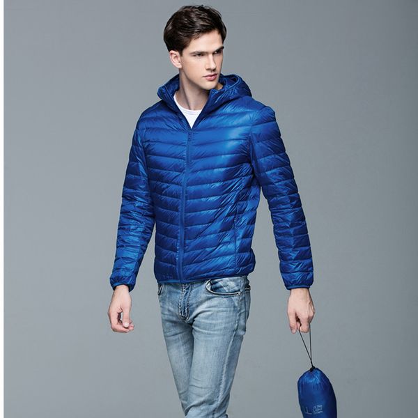 

Autumn and winter 2019 ultra lightweight down jacket men's short large casual hooded, Black