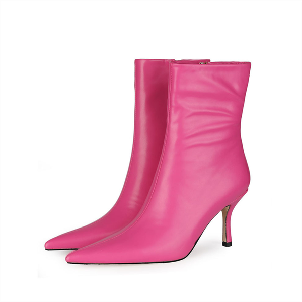 

boots 2021 fashion ankle pointed toe high thin heels women zipper ladies, Black