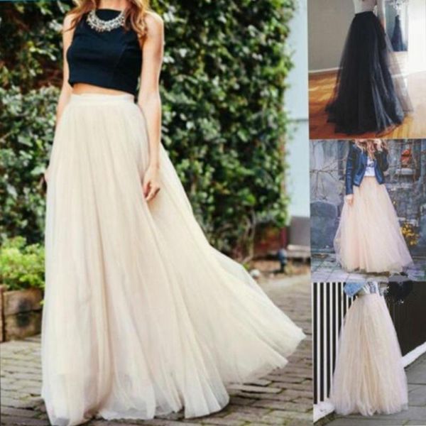 

skirts ladies' high-waisted three-layer mesh full-size a-word pleated bouffant skirt with large size casual match, Black